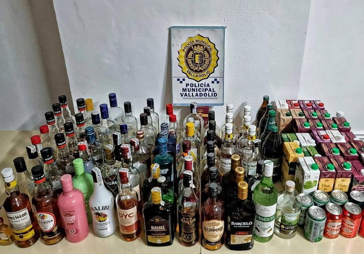 Bebidas requisadas por la Policía Municipal de Valladolid