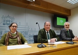 Los concejales de Vox en el Ayuntamiento de Salamanca, durante la rueda de prensa.