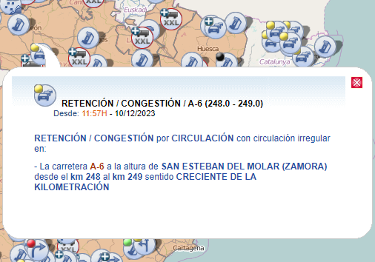 Una colisión con más de seis vehículos implicados en Villalobos (Zamora) provoca atascos en la A-6