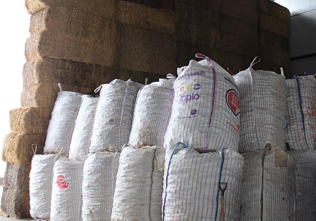 Paja almacenada en una nave.