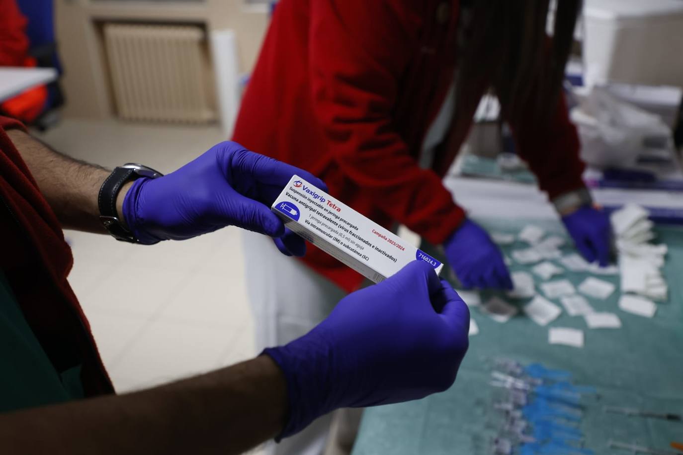 Cola para vacunarse de gripe en Salamanca