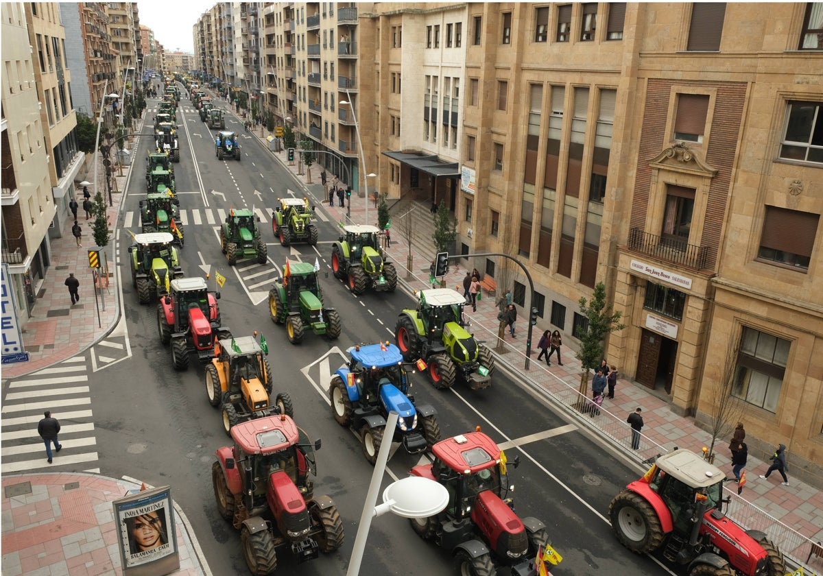 Tractorada en Salamanca en 2020.