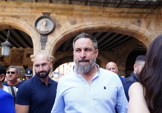 Santiago Abascal durante su visita a Salamanca.