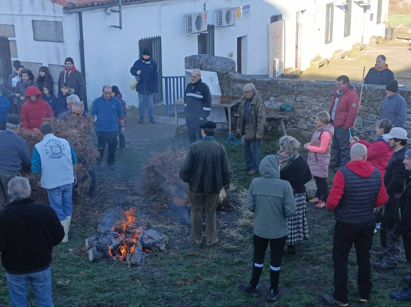 Los vecinos de Horcajo de Montemayor disfrutan de la matanza popular en una animada jornada