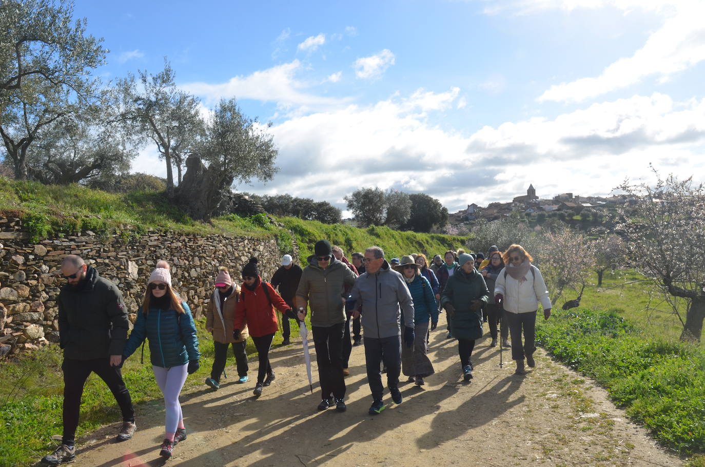 Más de 200 senderistas salen al encuentro de los almendros en flor desde La Fregeneda