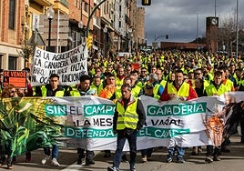 Manifestación de agricultores por las calles de Teruel.