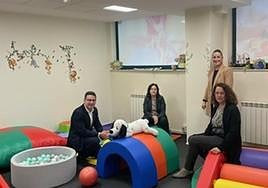 Alberto Navarro, Patrocinio Rodríguez (Gerente Aspace Salamanca), Natalia Díez y Raquel Barcenilla.