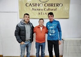 Miguel Heras, Francisco García Mesonero y Fernando Magaldi, en la presentación del Casino Obrero de Béjar.