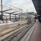 Obras en las vías de la estación de Chamartín.