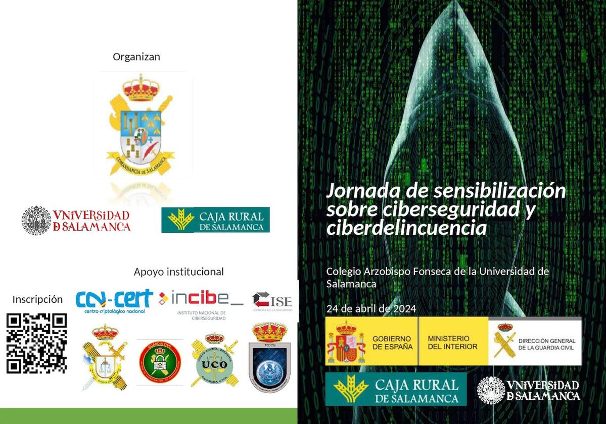 Consulta el programa de la jornada de sensibilización sobre ciberseguridad organizado por la Guardia Civil, la USAL y Caja Rural