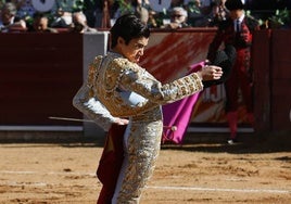 Marco Pérez brinda un novillo en la plaza de Guijuelo