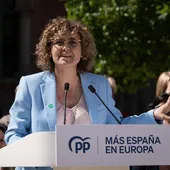 La cabeza de lista del PP a las europeas, Dolors Montserrat, en el acto de presentación de la candidatura europea del partido