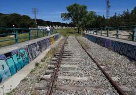 La vía Ruta de la Plata, actualmente sin uso y deteriorada a su paso junto a Würzburg.