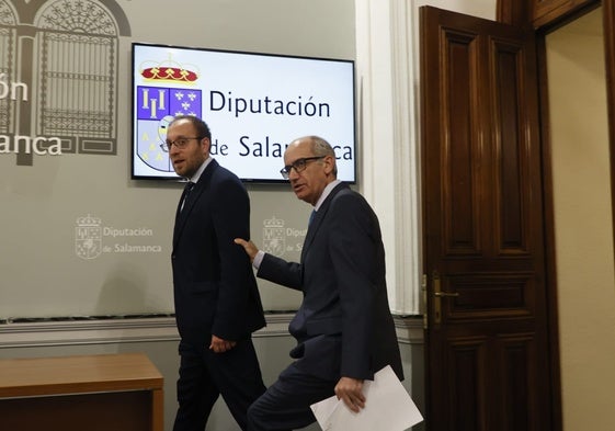 El presidente de la Diputación, Javier Iglesias, y el diputado de Economía, Marcos Iglesias.