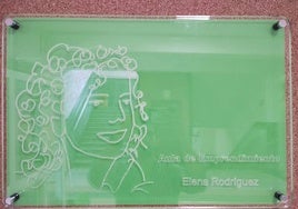 Placa en honor a Elena que luce en el Instituto Río Tormes.