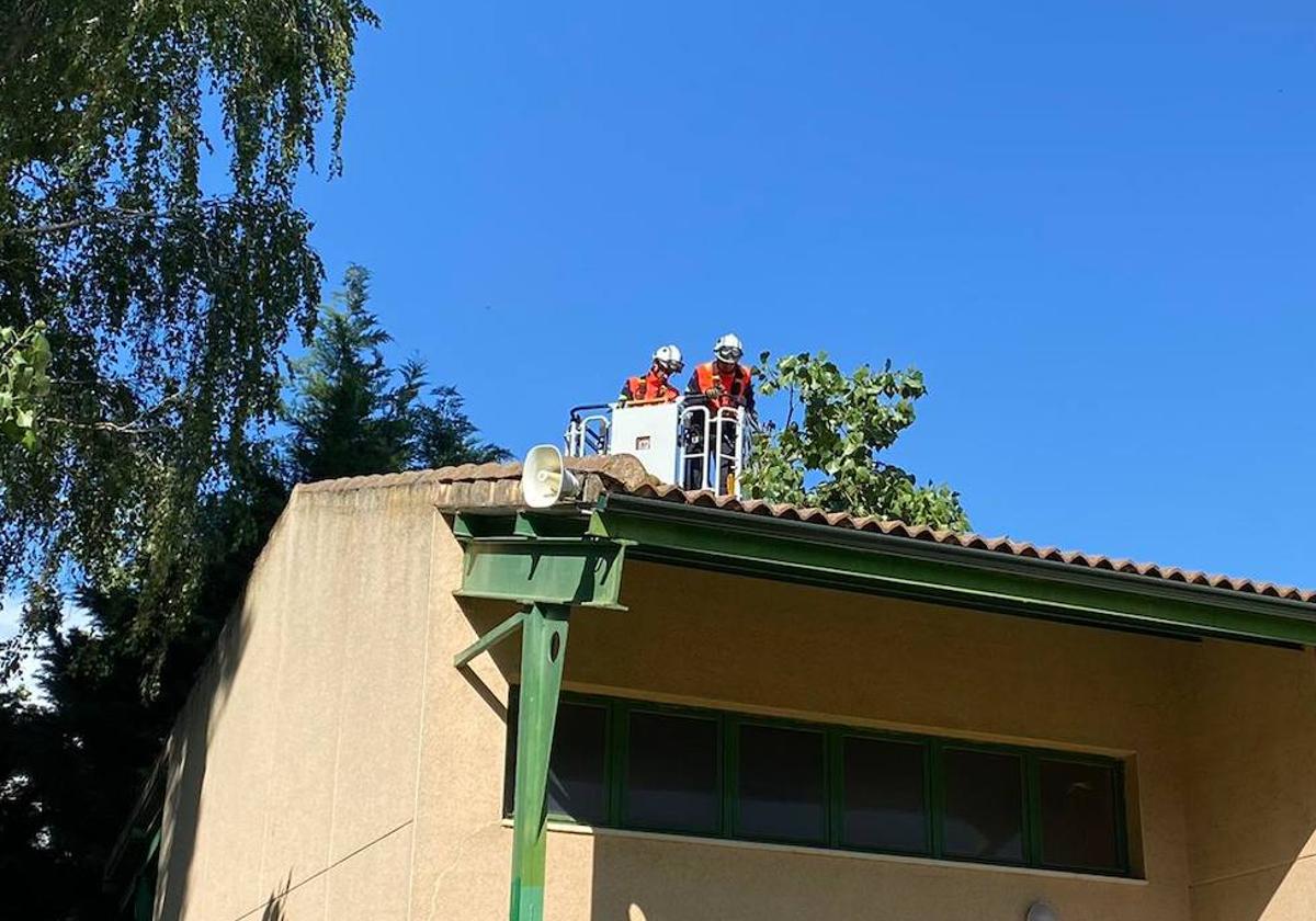 Intervención de los Bomberos de Salamanca en las piscinas del Aldehuela.