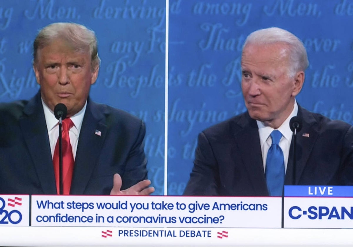 Donald Trump y Joe Biden durante el debate del 27 de Junio