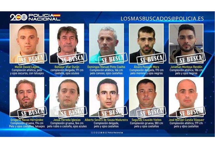 Imagen de los 10 delincuentes.