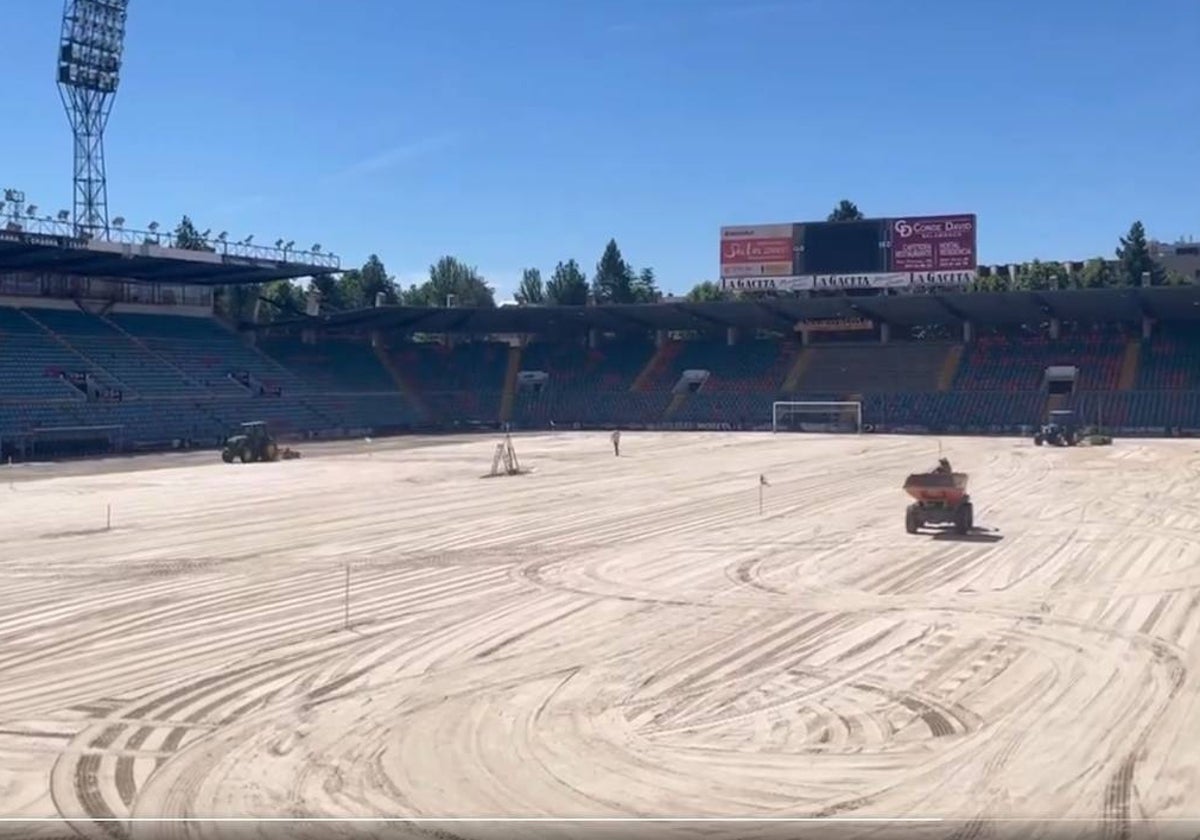 Imagen del campo en obras.