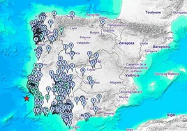 Imagen de los puntos en los que tuvo lugar el terremoto.