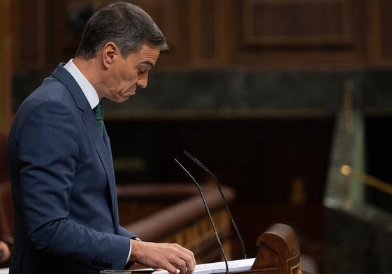 El presidente del Gobierno, Pedro Sánchez, durante una sesión extraordinaria en el Congreso de los Diputados.
