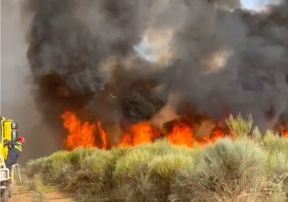 El fuego en la zona portuguesa la tarde del viernes.
