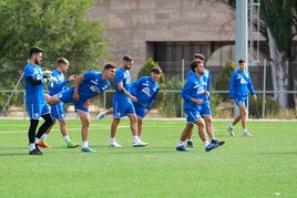 Los jugadores de Unionistas en un entrenamiento.