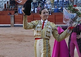 Raquel Martín, en la vuelta al ruedo en el cuarto novillo.