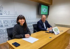 Imagen de la rueda de prensa de VOX, celebrada en la mañana de este jueves, 3 de octubre, en la sala de prensa del Ayuntamiento.