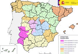 Mapa de lengua azul actualizado.