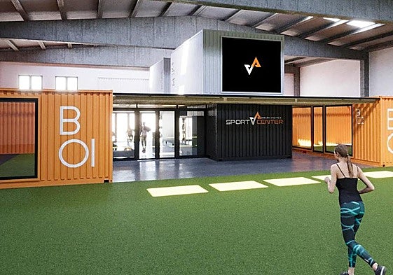 Recreación de la sala para entrenamientos grupales con 500 metros cuadrados.