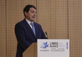 El presidente de Castilla y León, Alfonso Fernández Mañueco, en el Libro Blanco