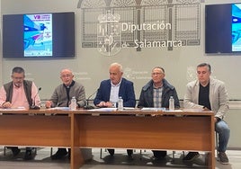 Evelio Almendra, Antonio Matilla, Jesús María Ortiz, Juan José Peralta y Casimiro Blanco, en la presentación.