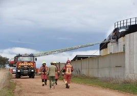 Los Bomberos de la Diputación sofocando las llamas en el lugar del incendio.