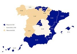 Mapa elaborado por el portal Pisos.com extraído de su página web.