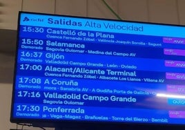 Imagen de la pantalla de los trenes que muestra la demora.