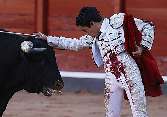 Desplante de Marco Pérez en La Glorieta ante un novillo de Capea.