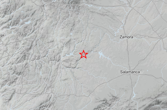 Epicentro del terremoto señalado con una estrella en el mapa elaborado por el IGN.