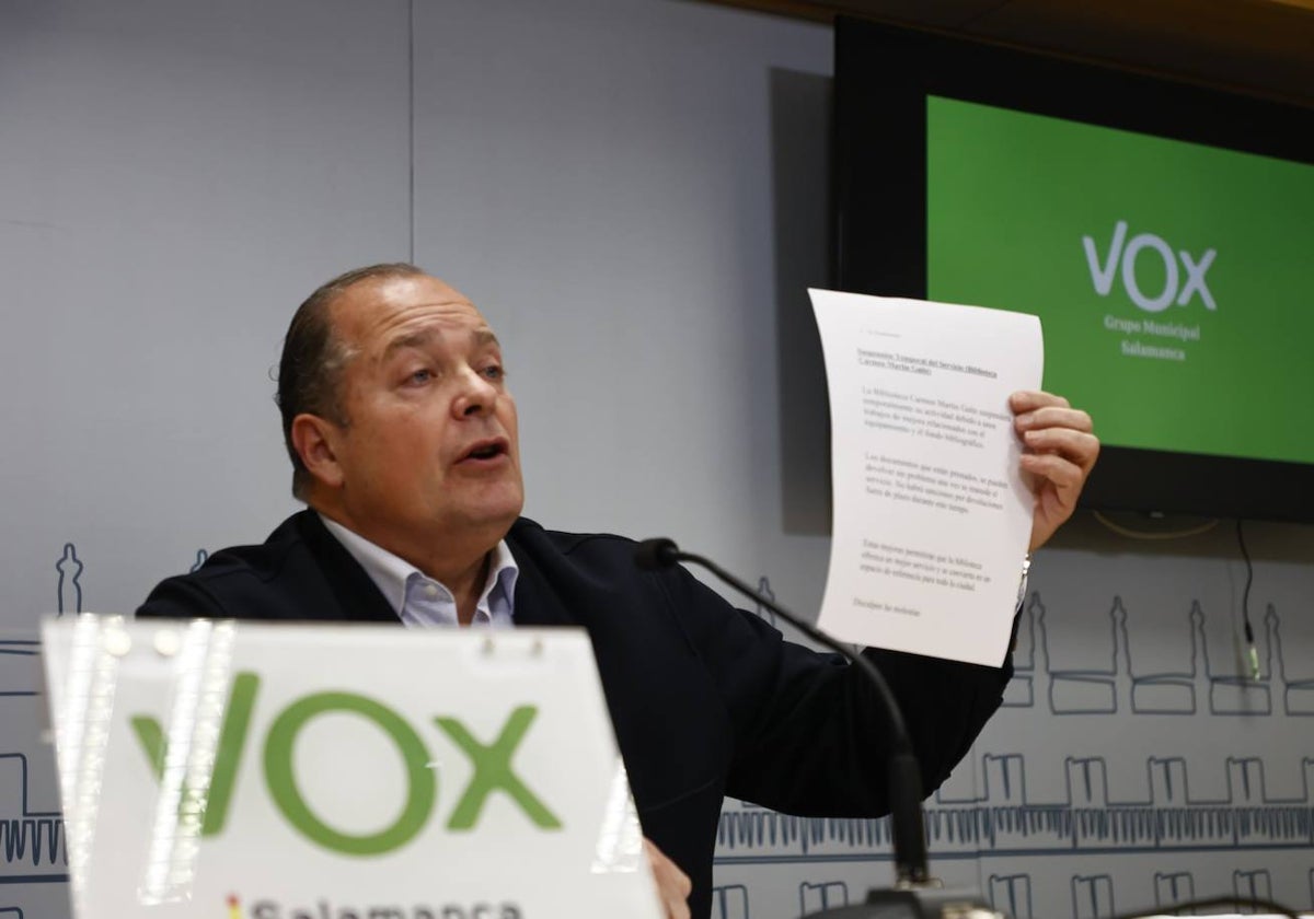 El portavoz del Grupo Municipal Vox en el Ayuntamiento de Salamanca, Ignacio Rivas.