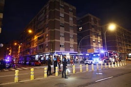 Una dotación de los Bomberos de Salamanca y agentes de la Policía Local.