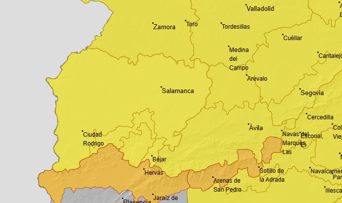 Este lunes toda la provincia permancerá bajo aviso amarillo por fuertes rachas de viento, y alguna zonas, por avisos de intensas lluvia y avisos de lluvia y nevadas.