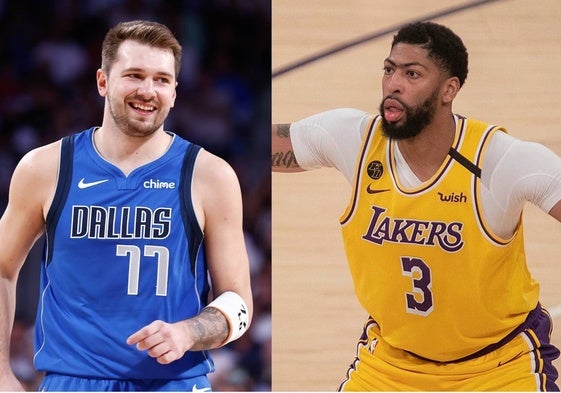 Los jugadores de baloncesto Luka Doncic y Anthony Davis.