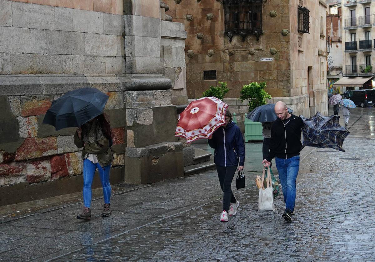 Salamanca en un día de lluvia.