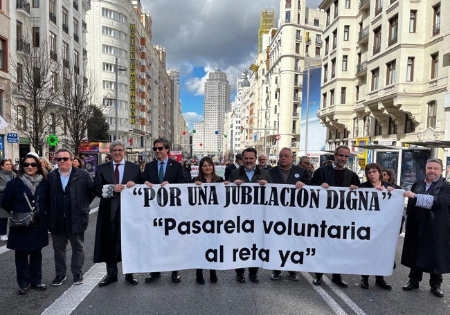 Miguel del Castillo, junto a decanos de otros Colegios de España, en la concentración de Madrid.