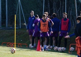 Imagen del entrenamiento de este miércoles en el anexo.