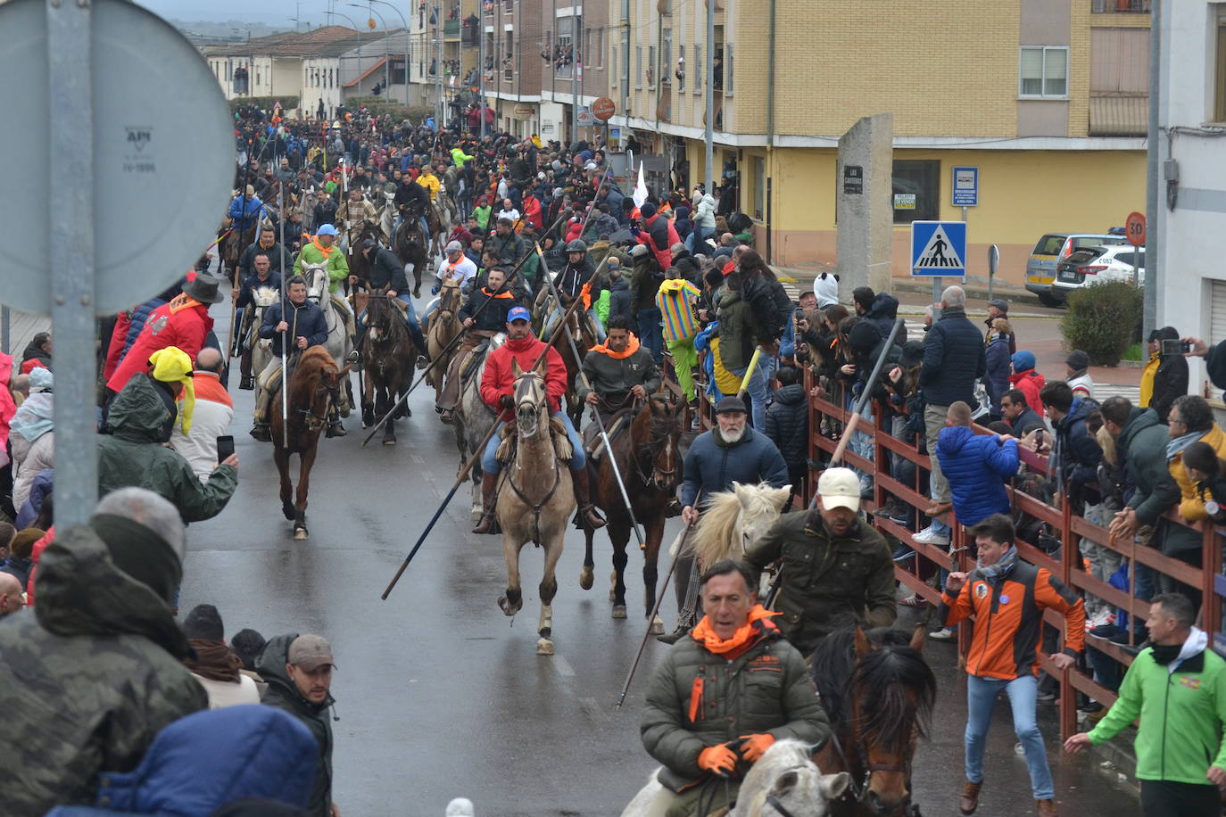 Tumultuoso encierro a caballo en el Carnaval del Toro de Ciudad Rodrigo