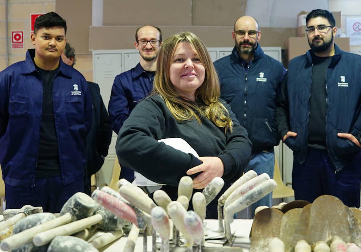 Ana Mª Iglesias Borrego, en el taller de Albañilería del CEFOL.