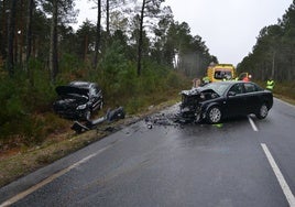 Imagen del accidente en el kilómetro 15 de la SA-201, en Nava de Francia