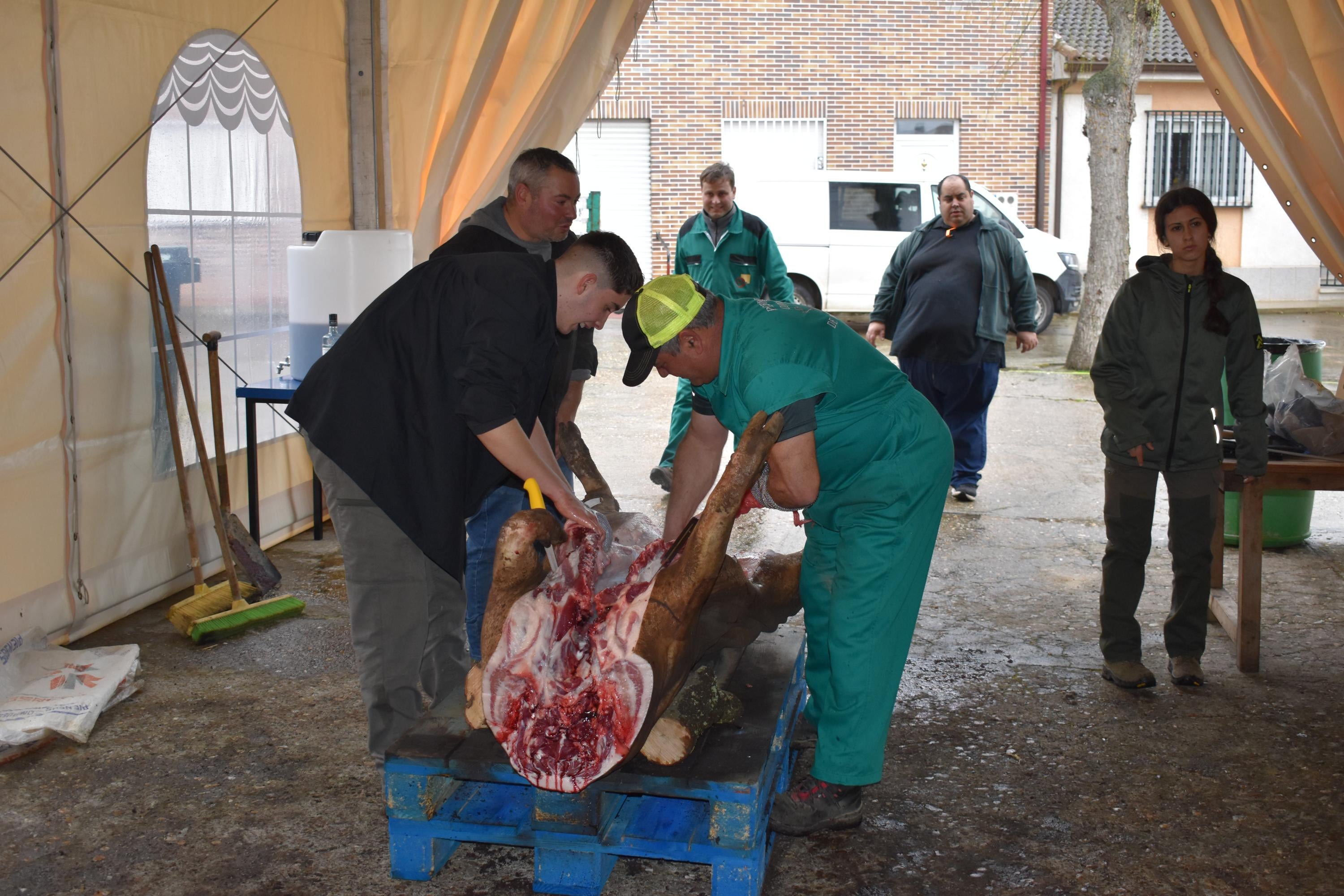 Tradición, ocio y comida en la matanza de Rollán a pesar de la lluvia