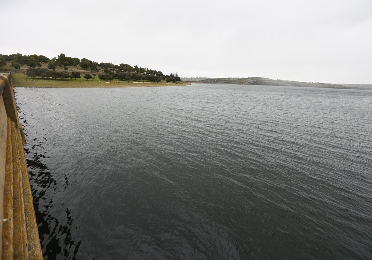 Imagen del embalse de Santa Teresa, ya con 416 hectómetros cúbicos. ALMEIDA